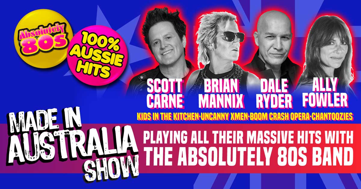 Made in Australia Absolutely 80s show. Scott Carne, Brian Mannix, Dale Ryder and Ally Fowler
