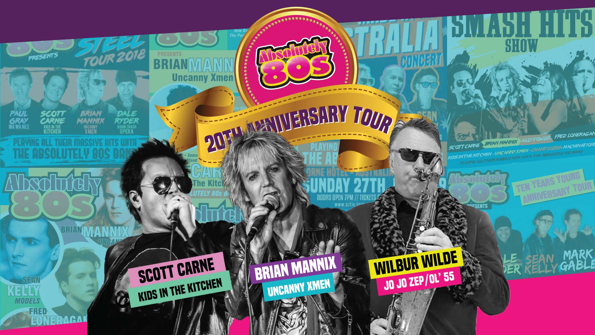 Absolutely 80s 20th Anniversary Tour starring Scott Carne, Brian Mannix and Wilbur Wilde.