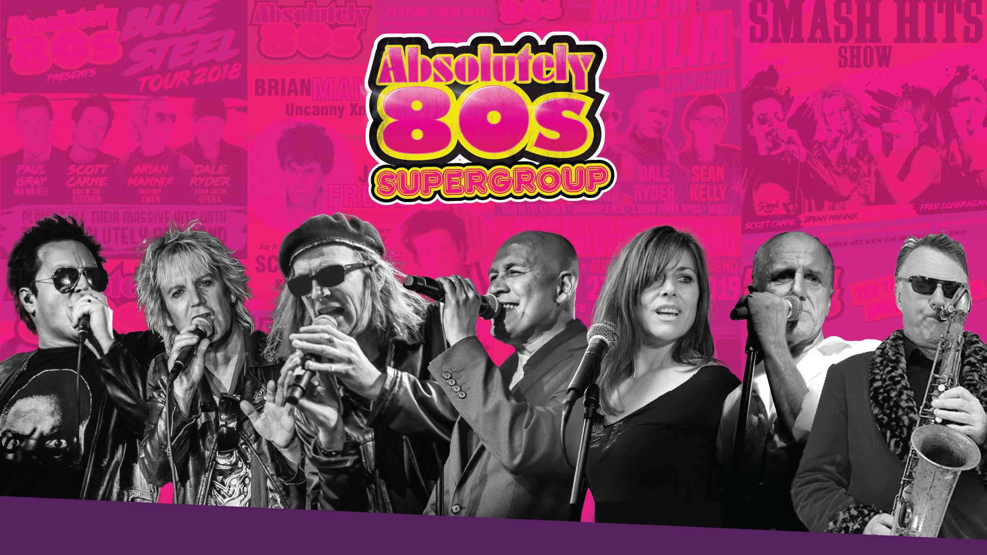 Absolutely 80s 20th Anniversary Tour starring Scott Carne, Brian Mannix, Sean Kelly, Dale Ryder, Ally Fowler, Fred Loneragan and Wilbur Wilde.